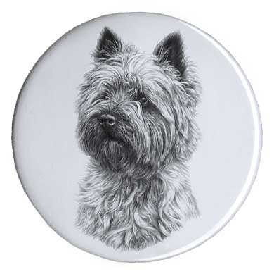 Mike Sibley metal pin badge - Cairn Terrier design